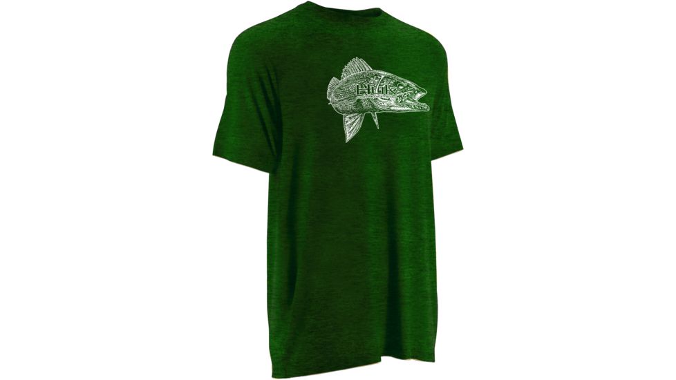 HUK Inked Walleye Tee, Heather Treefrog, Small H1000040 HTFS