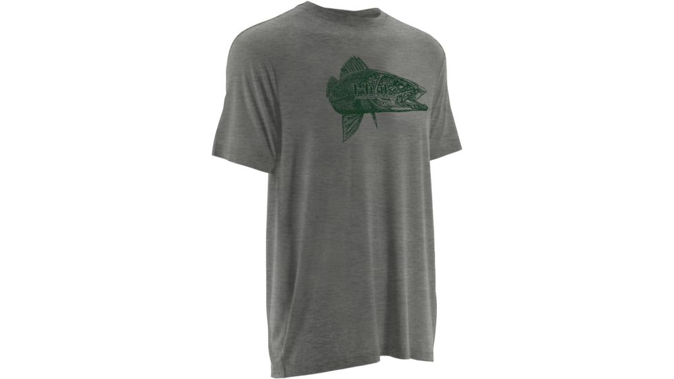 HUK Inked Walleye Tee, True Grey Heather, Small H1000040 TGHS