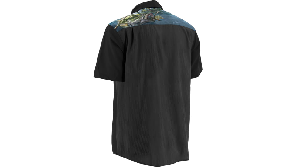 HUK KScott Bass &amp; Blue Phenom Short Sleeve Woven Shirt, Black, XXXL H1500015BLKXXXL