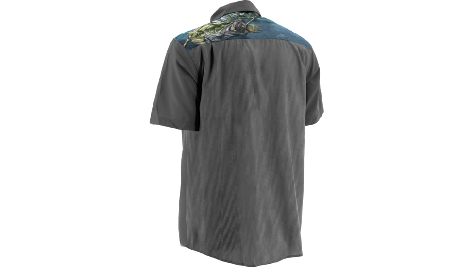 HUK KScott Bass &amp; Blue Phenom Short Sleeve Woven Shirt, Charcoal, XXXL H1500015CGYXXXL