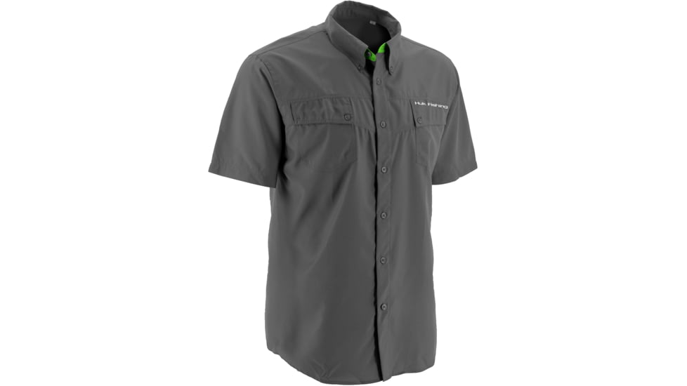 HUK KScott Bass &amp; Blue Phenom Short Sleeve Woven Shirt, Charcoal, XXXL H1500015CGYXXXL