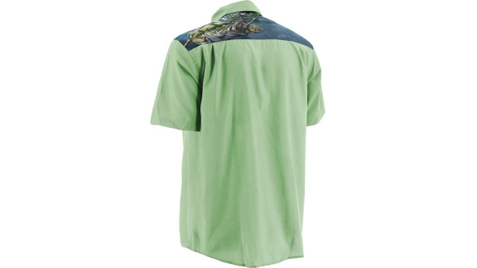 HUK KScott Bass &amp; Blue Phenom Short Sleeve Woven Shirt, Key Lime, Medium H1500015KLMM