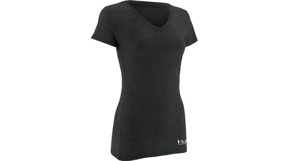 HUK KScott Rising Sail Ladies Vneck T, Dark Grey Heather, Extra Small H1000050DGHXS