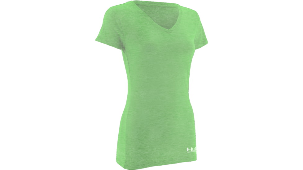 HUK KScott Rising Sail Ladies Vneck T, Heather Neon Green, Extra Large H1000050HNGXL