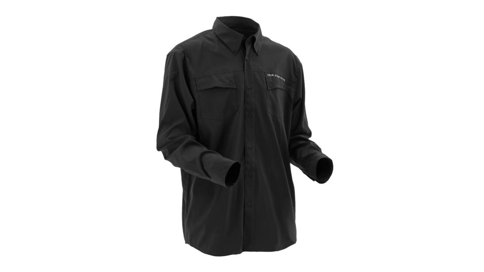 HUK KScott Twin Diesel Phenom Long Sleeve Woven Shirt, Black, Large H1500016BLKL