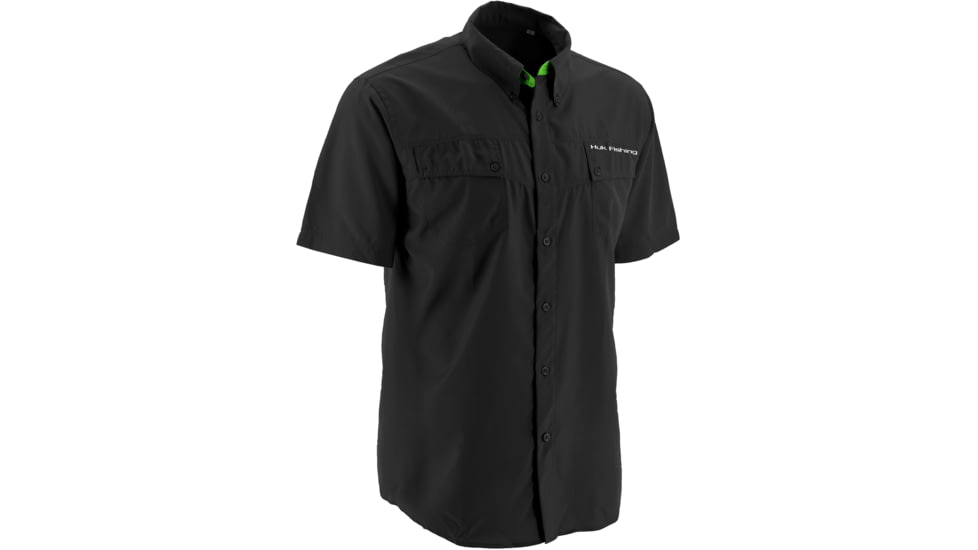 HUK KScott Twin Diesel Phenom Short Sleeve Woven Shirt, Black, XXL H1500014BLKXXL