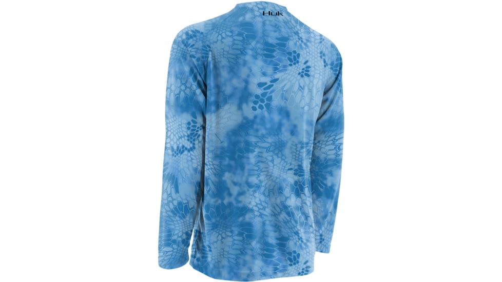 HUK Mens Kryptek LoPro Performance Raglan Long Sleeve Shirt, Kryptek Carolina Blue H1200108GCBXXL