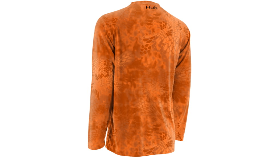 HUK Mens Kryptek LoPro Performance Raglan Long Sleeve Shirt, Kryptek Orange H1200108GORXXXL