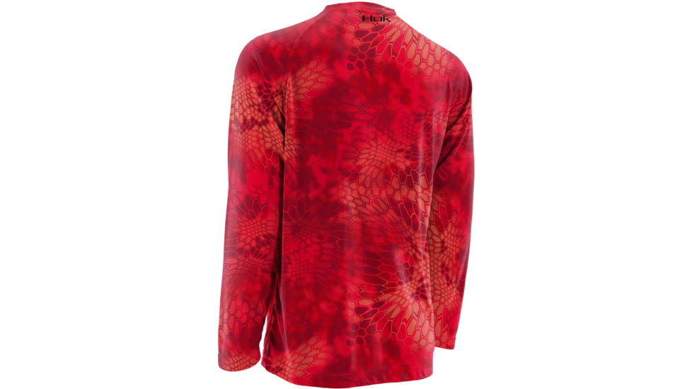 HUK Mens Kryptek LoPro Performance Raglan Long Sleeve Shirt, Kryptek Red H1200108GRDS