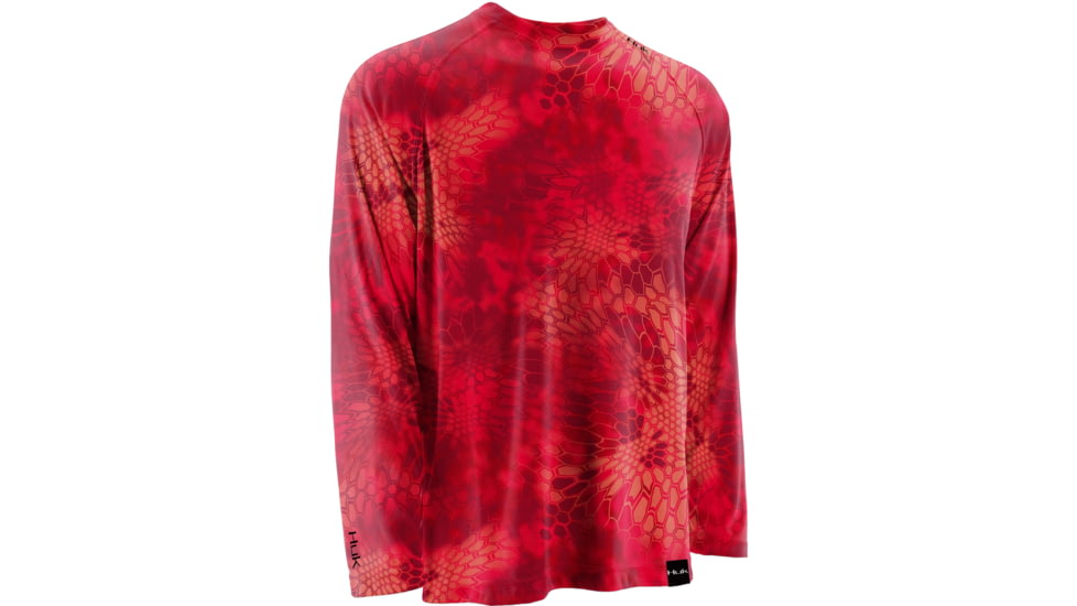 HUK Mens Kryptek LoPro Performance Raglan Long Sleeve Shirt, Kryptek Red H1200108GRDS