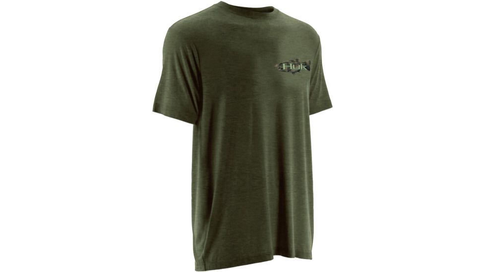 HUK Mens KScott Bass Lilly Tee, Heather Green H1000075HGNS