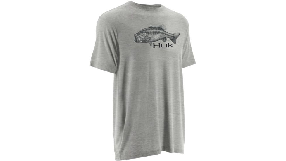 HUK Mens Kscott Bass Sketch Tee, True Grey Heather H1000078TGHS