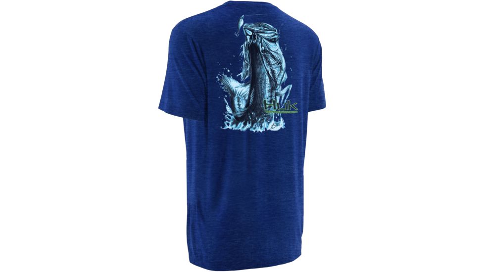 HUK Mens KScott Jumping Bass Tee, Royal Heather H1000074RYHXL