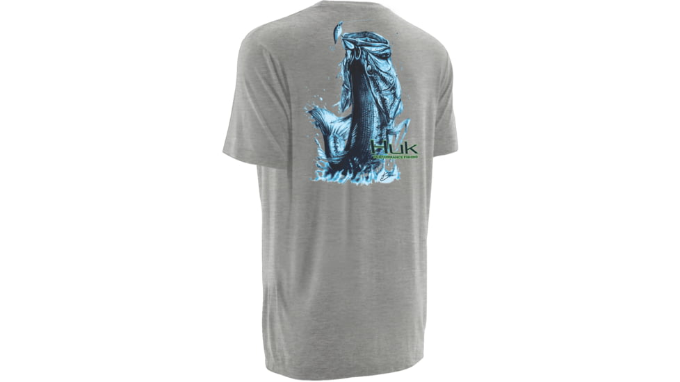 HUK Mens KScott Jumping Bass Tee, True Grey Heather H1000074TGHXXXL