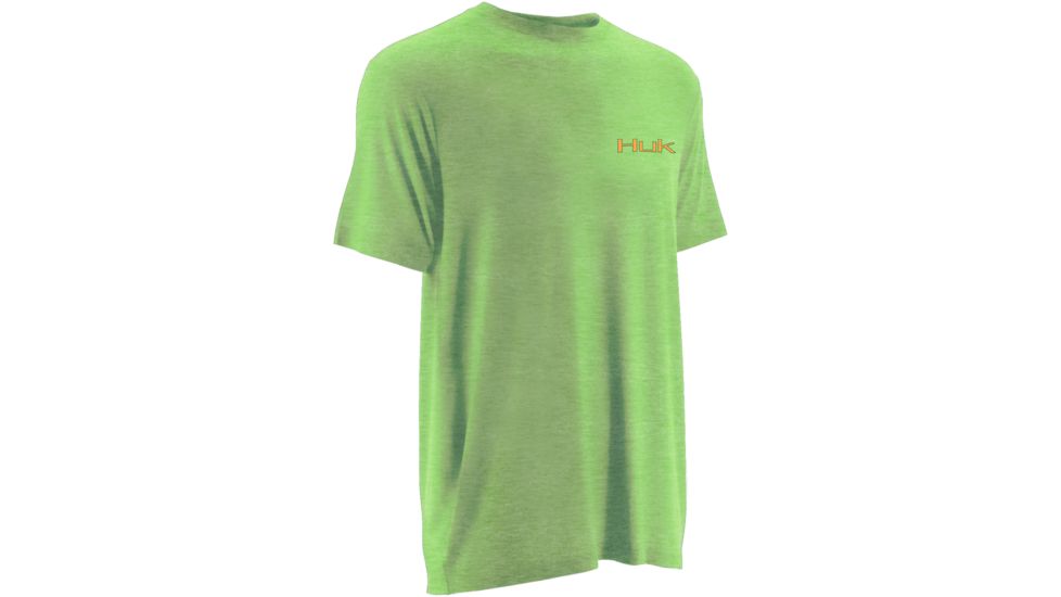 HUK Mens Kscott Walleye Attack T-Shirt, Heather Neon Green H1000076HNGS