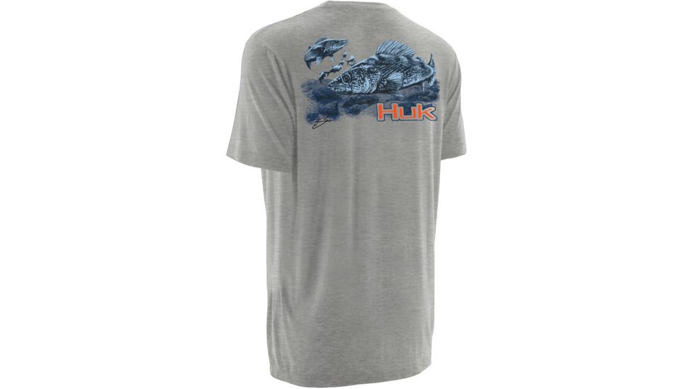 HUK Mens Kscott Walleye Attack T-Shirt, True Grey Heather H1000076TGHXXXL