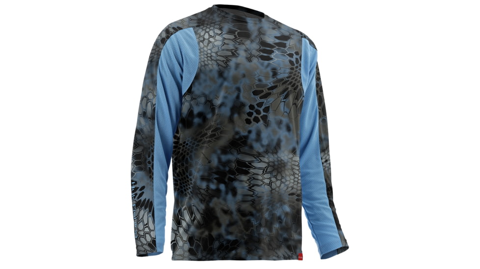 HUK Mens Trophy Kryptek Long Sleeve Tee Shirt, Kryptek Neptune H1200080NEPS
