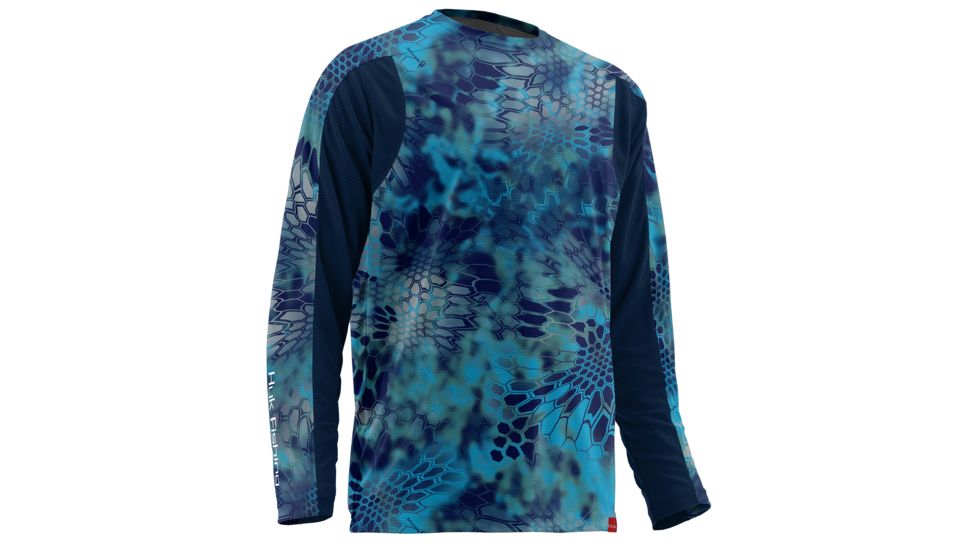 HUK Mens Trophy Kryptek Long Sleeve Tee Shirt, Kryptek Pontus H1200080PONXXXL