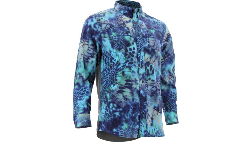 HUK Performance Fishing Mens Kryptek Phenom Long Sleeve Shirt, Kryptek Pontus, H1500021PONXXXL