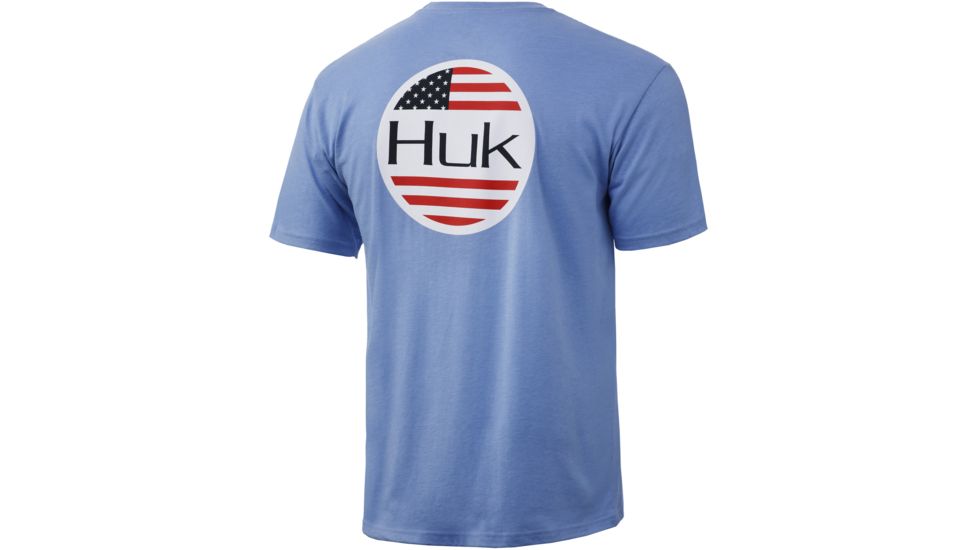 HUK Performance Fishing Americana Flag Short Sleeve Tee - Mens, Carolina Blue Heather, Medium, H1000238-425-M