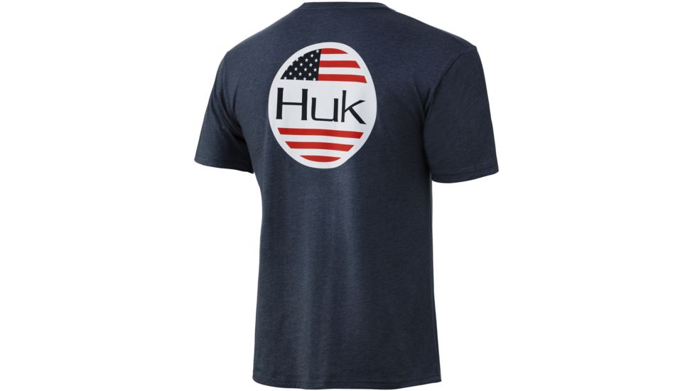 HUK Performance Fishing Americana Flag Short Sleeve Tee - Mens, Navy Heather, 2XL, H1000238-415-XXL