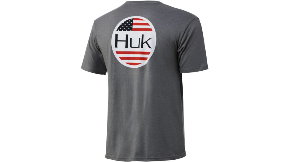 HUK Performance Fishing Americana Flag Short Sleeve Tee - Mens, Sharkskin Heather, Large, H1000238-022-L