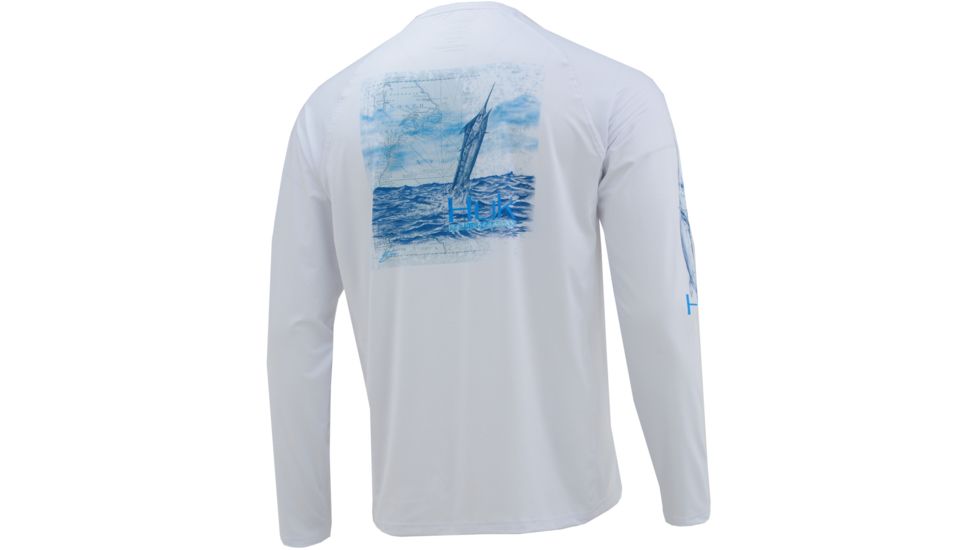 HUK Performance Fishing Art of Blue Marlin Long Sleeve Graphic T-Shirt - Mens, White, 2XL, H1200217-100-XXL