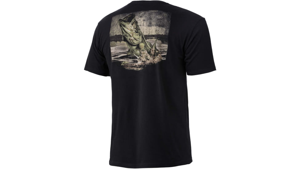HUK Performance Fishing Bass Camp Short Sleeve Tee - Mens, Black, Small, H1000237-001-S