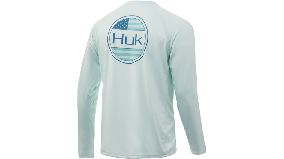 HUK Performance Fishing Blue Americana Flag Pursuit Graphic T-Shirt - Mens, Seafoam, 2XL, H1200245-350-XXL