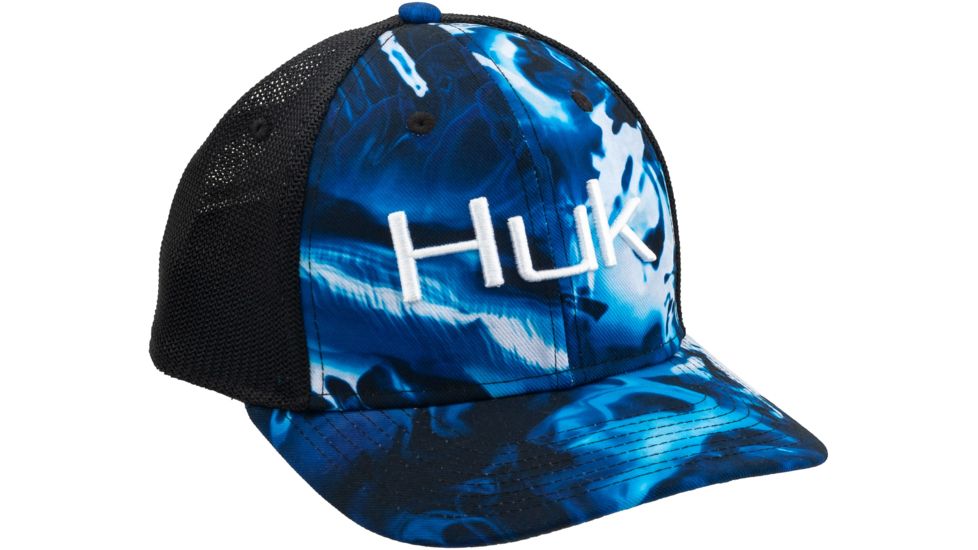 HUK Performance Fishing Camo Trucker Stretch Headwear, Cap - Men's, Hydro Reflex, Large - Extra Large, H3000186-468-LXL