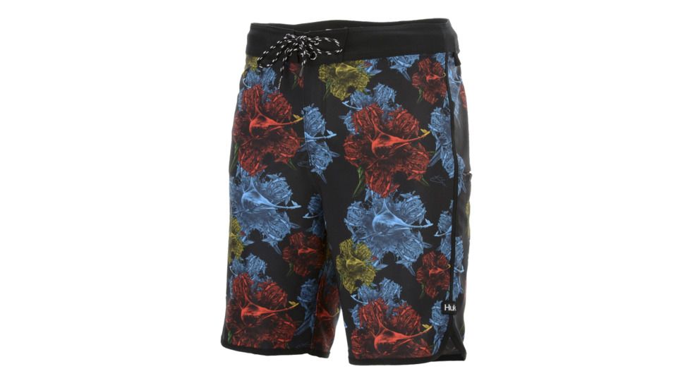 HUK Performance Fishing Classic 20in Boardshort Bottoms, Board short - Men's, Red Black Floral, 30in, H2000062-002-30
