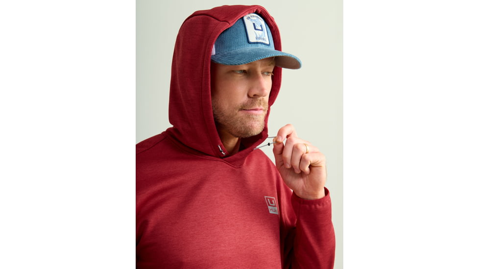 HUK Performance Fishing Cold Front Hoodie - Mens, Scrlt Blz Hthr, Extra Large, H1300093-622-XL