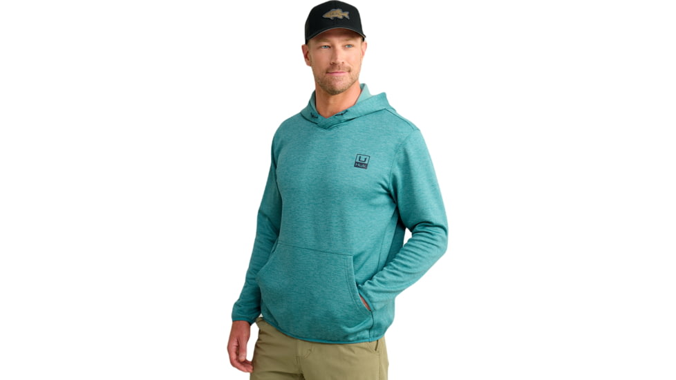 HUK Performance Fishing Cold Front Hoodie - Mens, Storm Blue Hthr, Small, H1300093-540-S