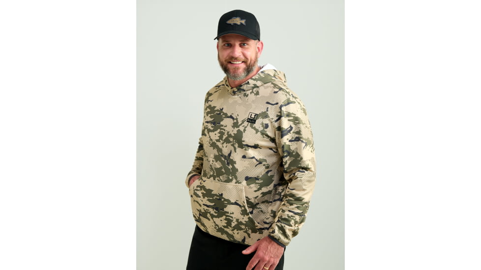 HUK Performance Fishing Cold Front KC Printed Hoodie - Mens, Khaki, Small, H1300101-250-S