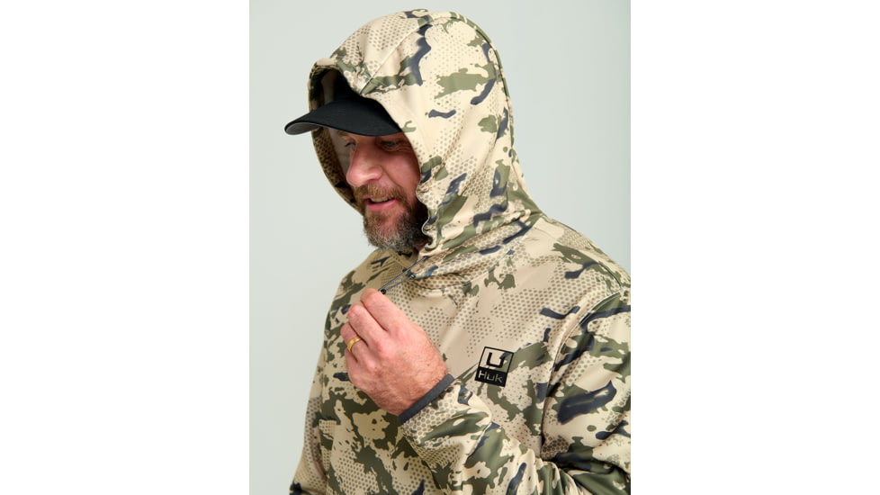 HUK Performance Fishing Cold Front KC Printed Hoodie - Mens, Khaki, Small, H1300101-250-S