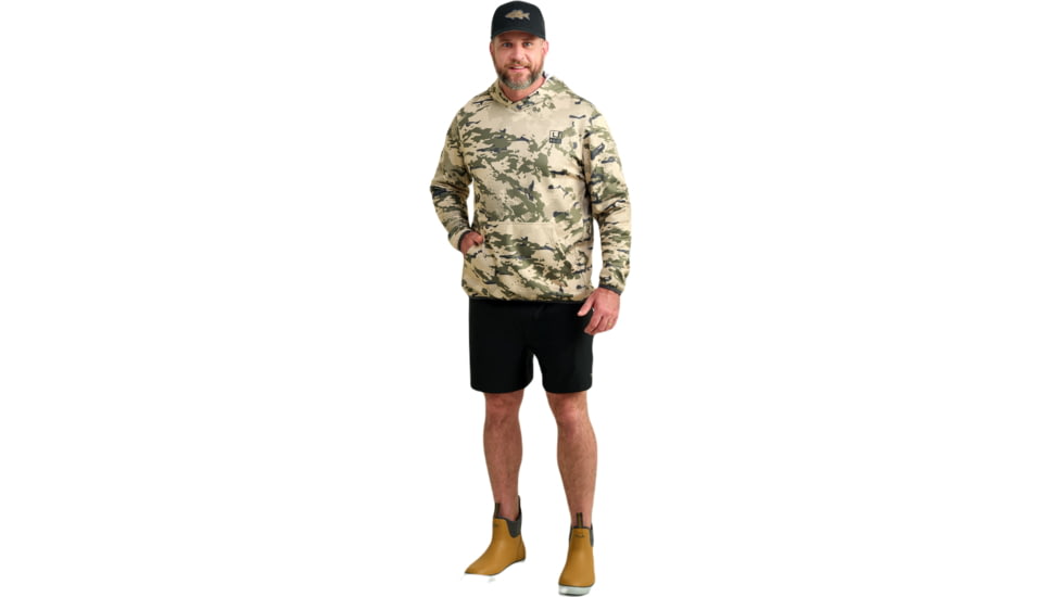HUK Performance Fishing Cold Front KC Printed Hoodie - Mens, Khaki, Small, H1300101-250-S