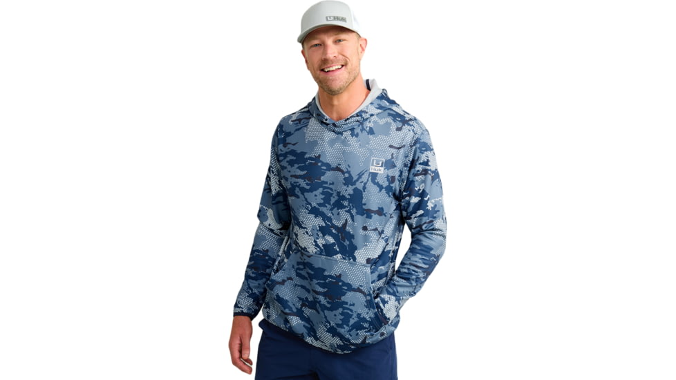 HUK Performance Fishing Cold Front KC Printed Hoodie - Mens, Quiet Harbor, 3XL, H1300101-445-XXXL