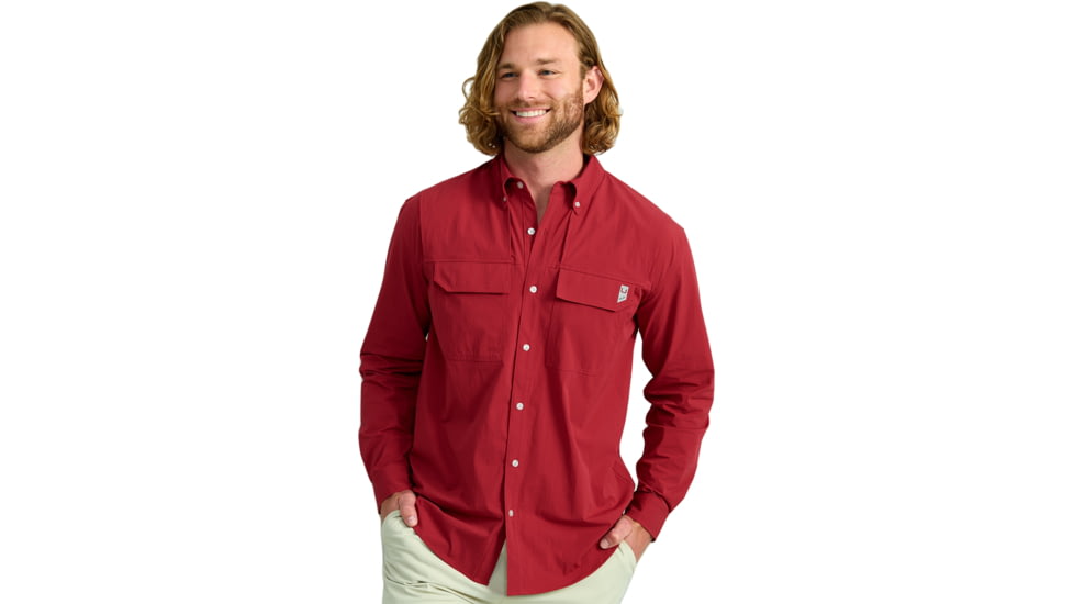 HUK Performance Fishing Creekbed Long Sleeve Shirt - Mens, Scarlet Blaze, 3XL, H1500184-621-XXXL