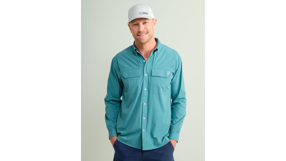 HUK Performance Fishing Creekbed Long Sleeve Shirt - Mens, Storm Blue, 2XL, H1500184-394-XXL
