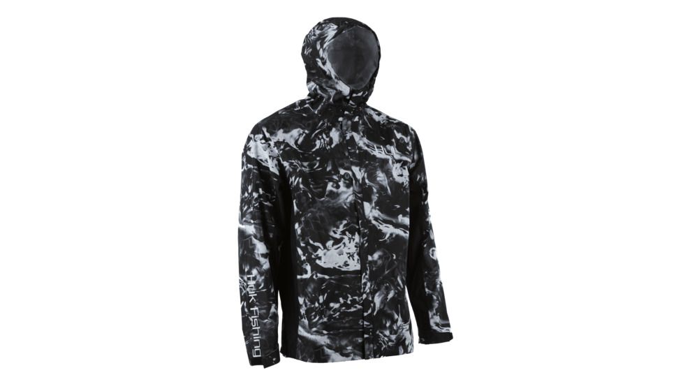 HUK Performance Fishing CYA Camo Packable Rain Jacket - Men's, Hydro Blackwater, Medium, H4000018-078-M