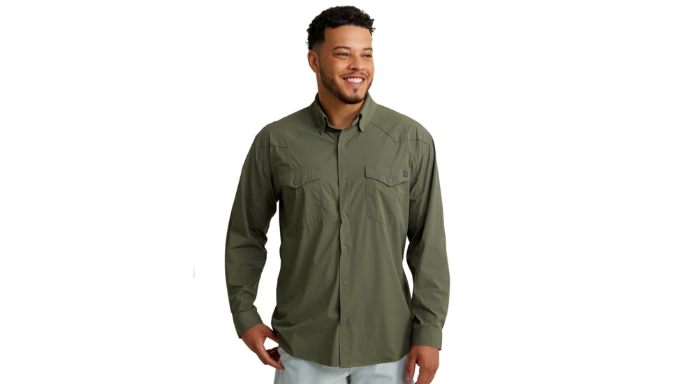 HUK Performance Fishing Diamond Back LS Shirt - Mens, Moss, Large, H1500182-316-L