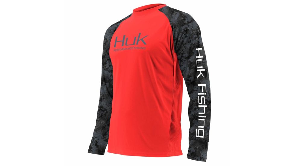 HUK Performance Fishing Fishing Long Sleeve Double Header Top - Men's, Coral, Large, H1200136-630-L