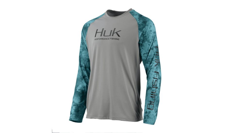 HUK Performance Fishing Fishing Long Sleeve Double Header Top - Men's, Grey, Large, H1200136-020-L