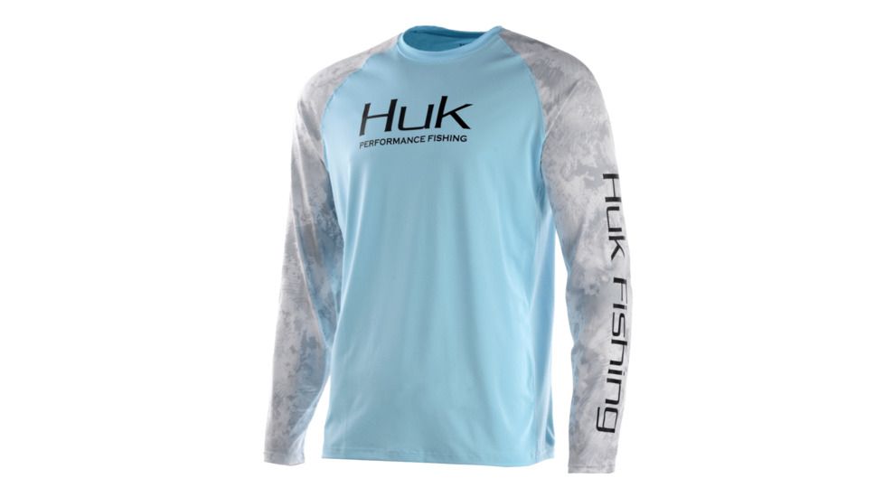 HUK Performance Fishing Fishing Long Sleeve Double Header Top - Men's, Ice Blue, Extra Large, H1200136-450-XL, EDEMO1
