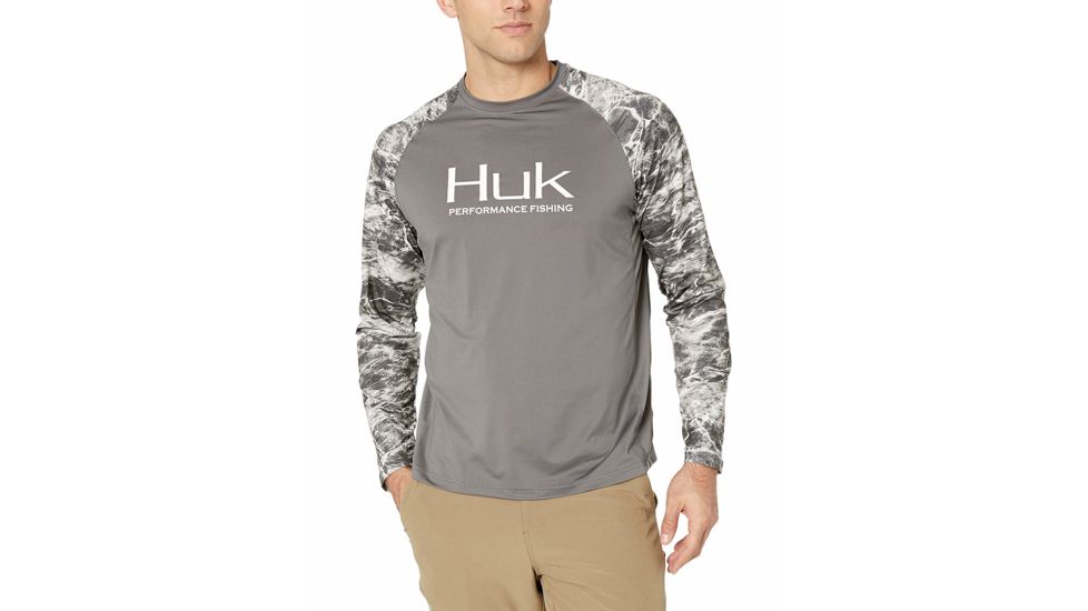 HUK Performance Fishing Fishing Long Sleeve Double Header Top - Men's, Iron, Large, H1200136-012-L