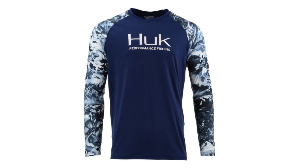 HUK Performance Fishing Fishing Long Sleeve Double Header Top - Men's, Navy, Large, H1200136-411-L