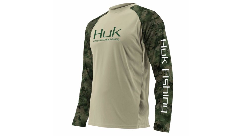 HUK Performance Fishing Fishing Long Sleeve Double Header Top - Men's, Sage, Large, H1200136-380-L