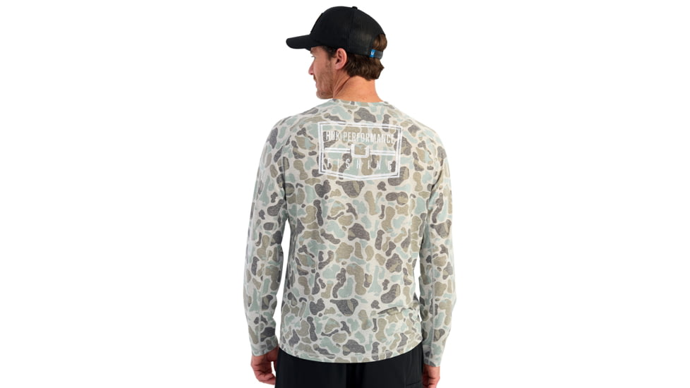 HUK Performance Fishing Drift Graphic Kc Print Shirt -Mens, Long Sleeve, Volcanic Ash, Medium, H1200716-013-M