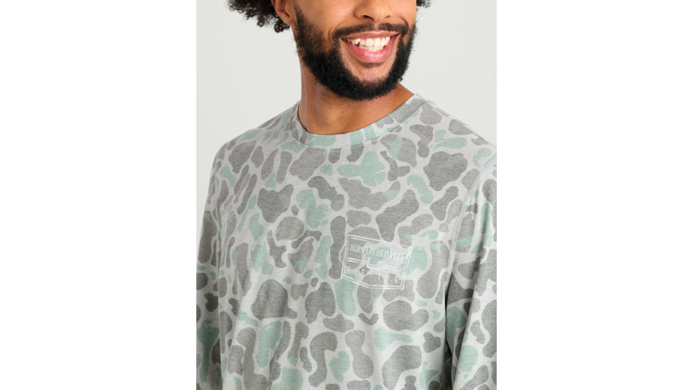 HUK Performance Fishing Drift Graphic Kc Print Shirt -Mens, Long Sleeve, Volcanic Ash, Medium, H1200716-013-M