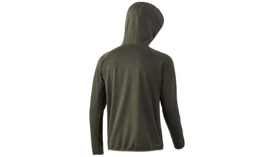 HUK Performance Fishing Fin Hoodie - Mens, Kalamata Olive Heather, Small, H1300060-346-S